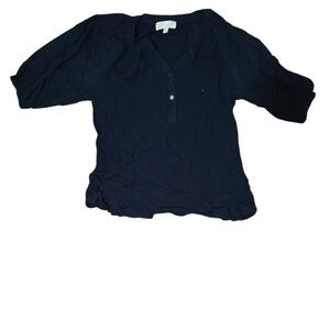 Navy Blue Button-Up Blouse | L